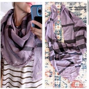 Burberry Lilac and Black Check Oversized Square Scarf 47” x 47”